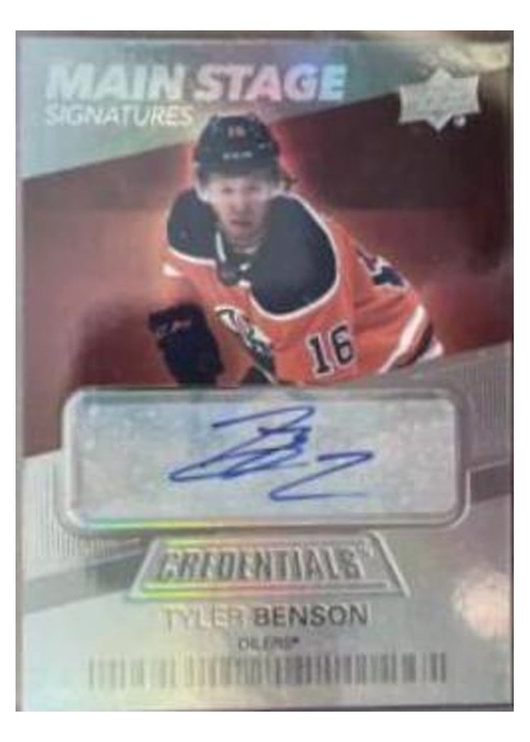 2021-22 Upper Deck Credentials Main Stage Signatures Tyler Benson #BTS-TB card