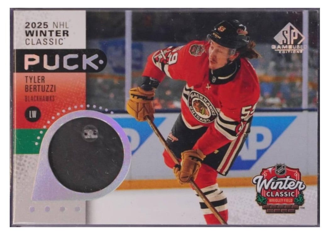 2025-26 SP Game Used 2025 Winter Classic Puck Relics Tyler Bertuzzi #WCP-TB card