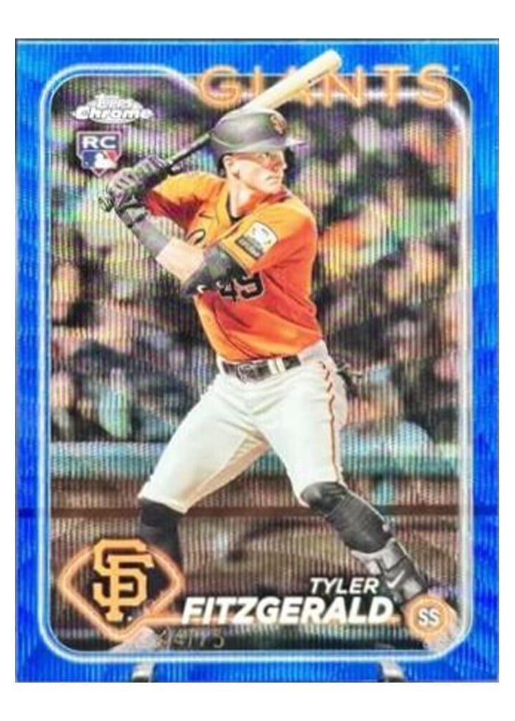2024 Topps Chrome Base Set Tyler Fitzgerald Blue Wave Refractor #131 card