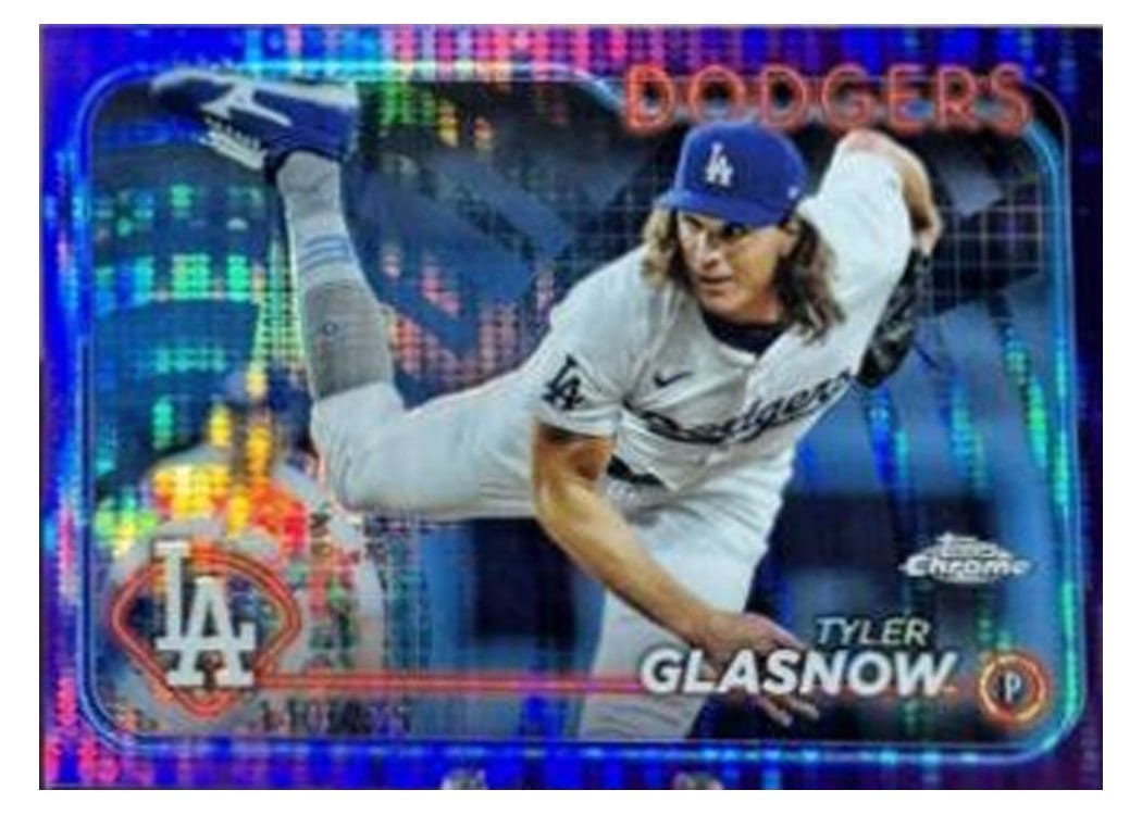 2024 Topps Chrome Base Set Tyler Glasnow Sonar Purple Refractor #54 card