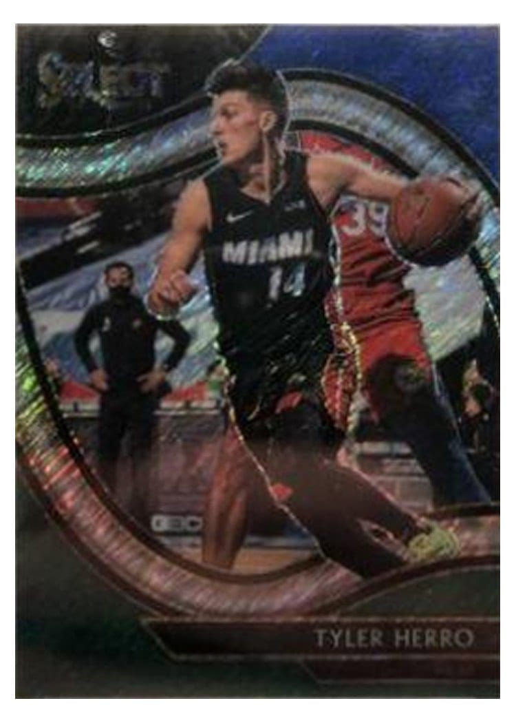 2020-21 Panini Select Base Set Tyler Herro Blue White Green Shimmer #225 card