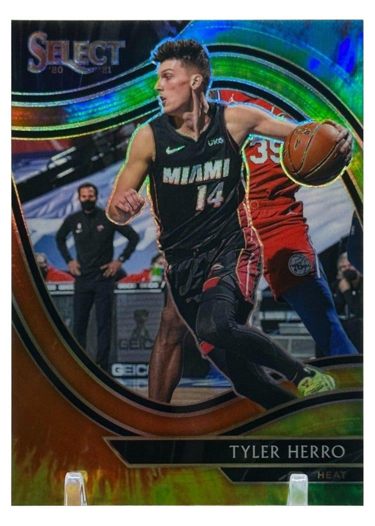 2020-21 Panini Select Base Set Tyler Herro Tie Dye Prizm #225 card