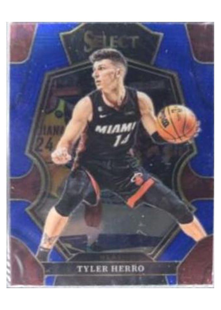 2022-23 Panini Select Base Set Tyler Herro Blue Prizm #143 card