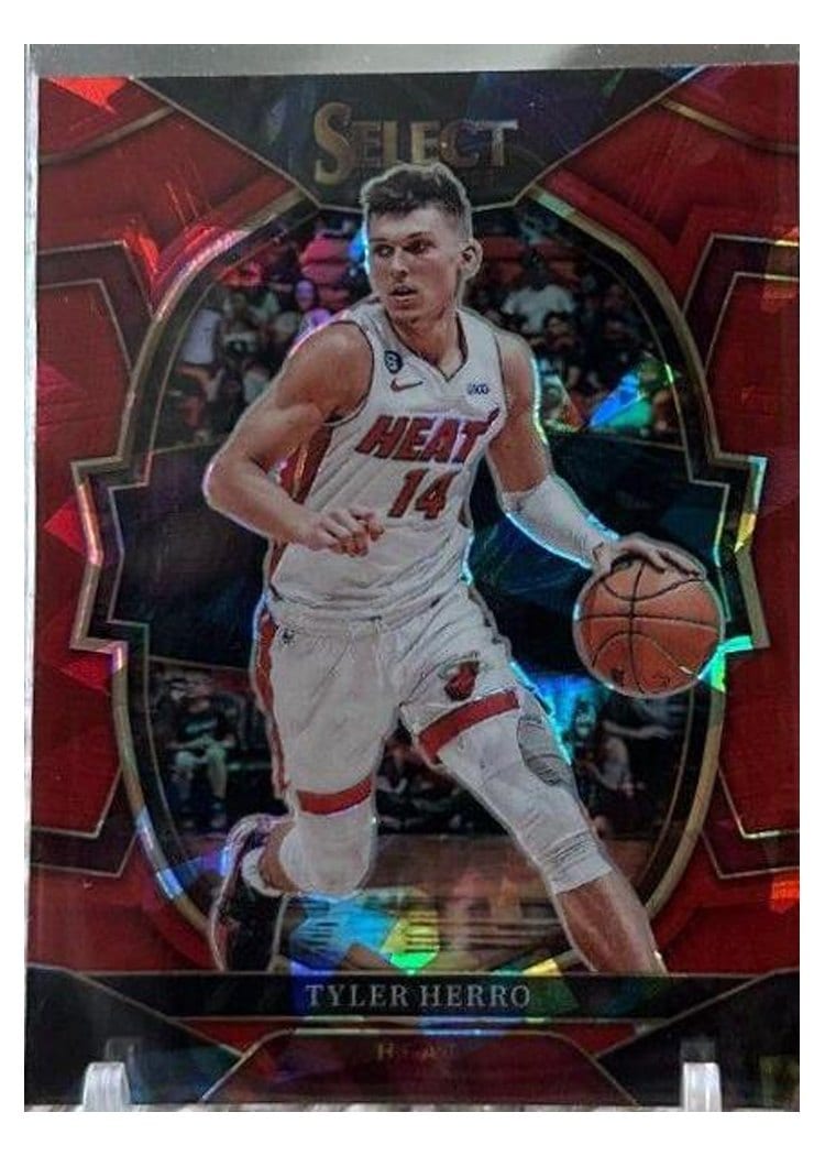 2022-23 Panini Select Base Set Tyler Herro Red Cracked Ice Prizm #43 card