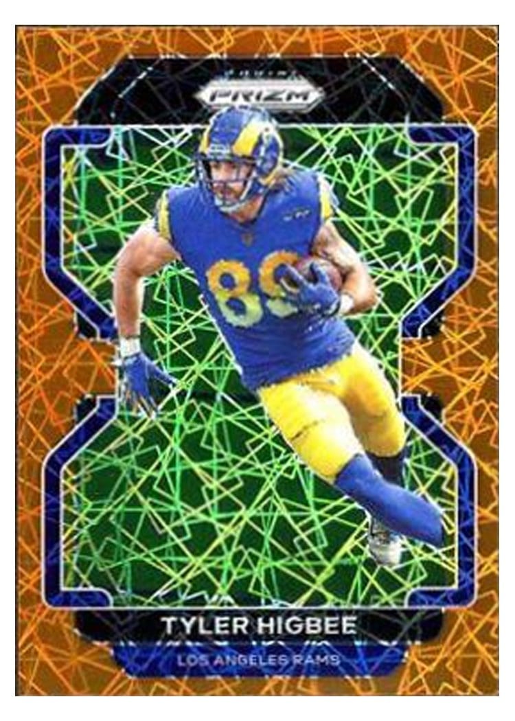 2021 Panini Prizm Base Set Tyler Higbee Orange Lazer Prizm #66 card