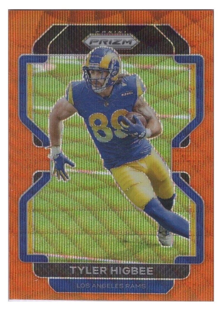 2021 Panini Prizm Base Set Tyler Higbee Orange Wave Prizm #66 card