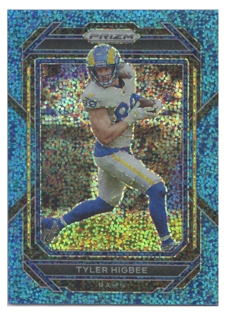 2022 Panini Prizm Base Set Tyler Higbee Blue Sparkle #163 card
