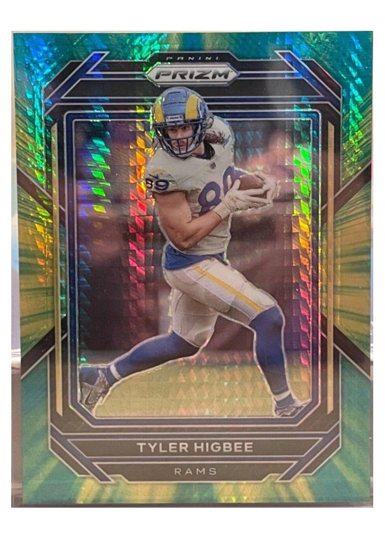 2022 Panini Prizm Base Set Tyler Higbee Hyper #163 card