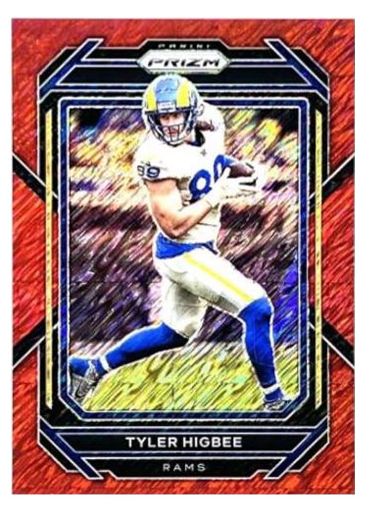 2022 Panini Prizm Base Set Tyler Higbee Red Shimmer #163 card