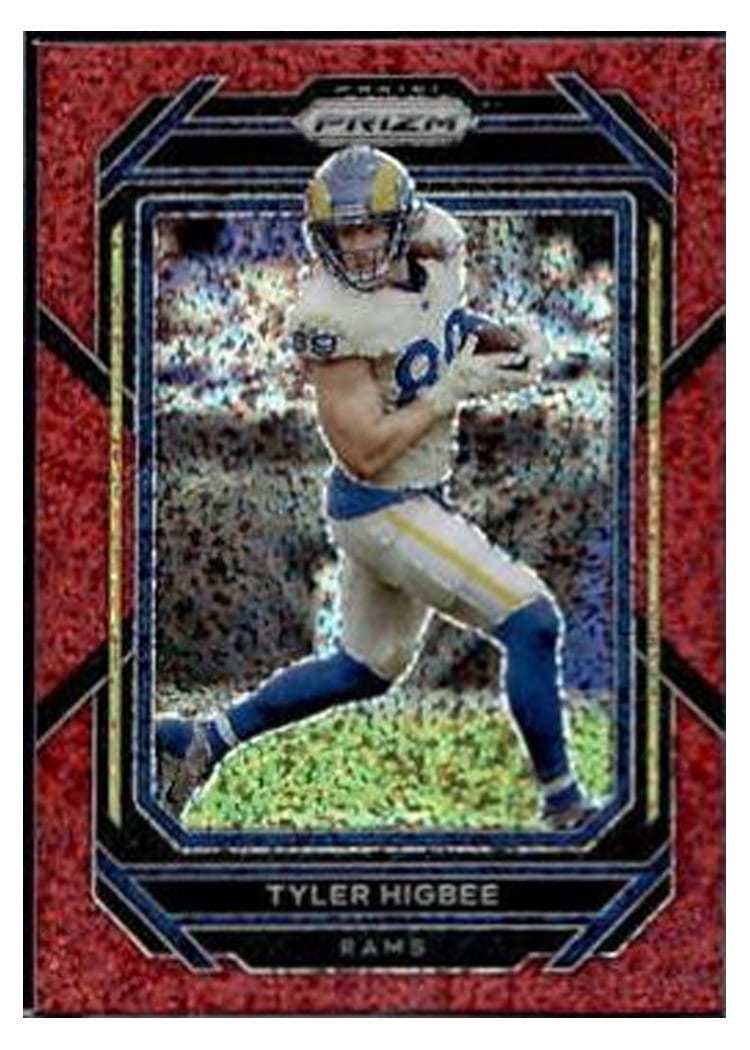 2022 Panini Prizm Base Set Tyler Higbee Red Sparkle #163 card