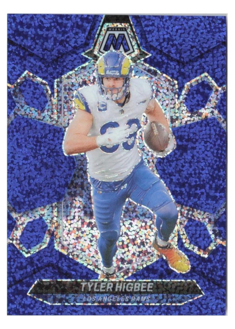 2024 Panini Mosaic Base Set Tyler Higbee Blue Sparkle #131 card