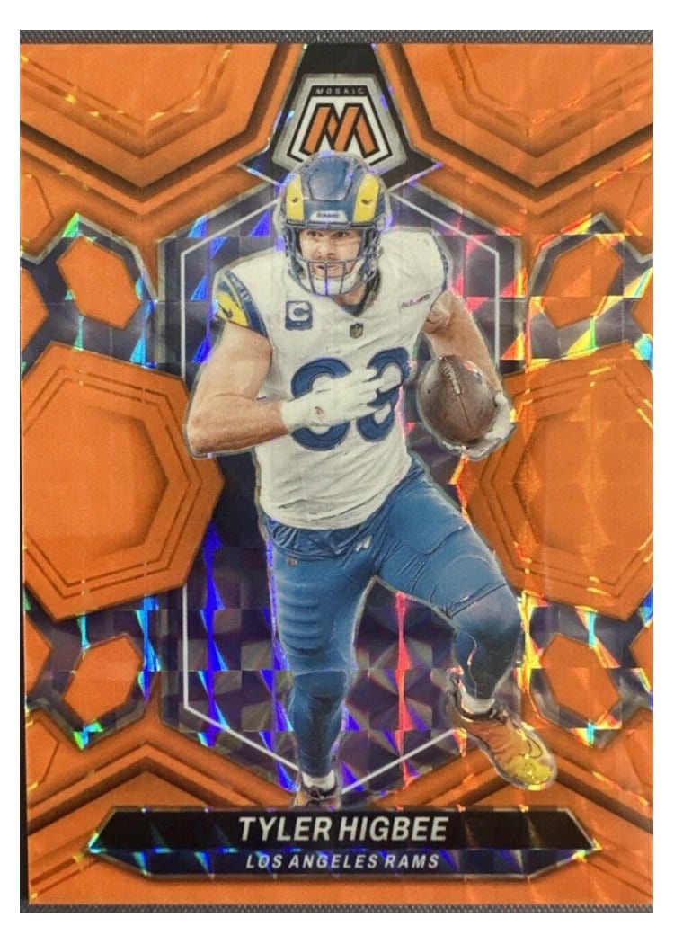 2024 Panini Mosaic Base Set Tyler Higbee Orange Fluorescent #131 card