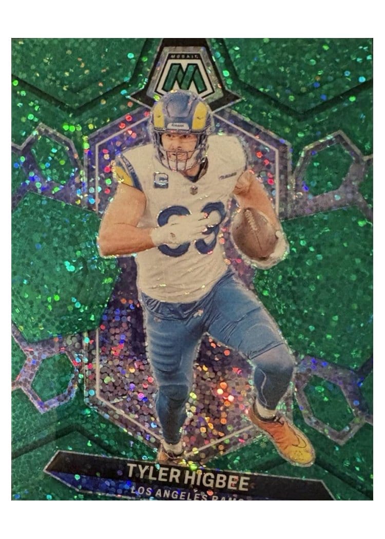 2024 Panini Mosaic Base Set Tyler Higbee Green Sparkle #131 card