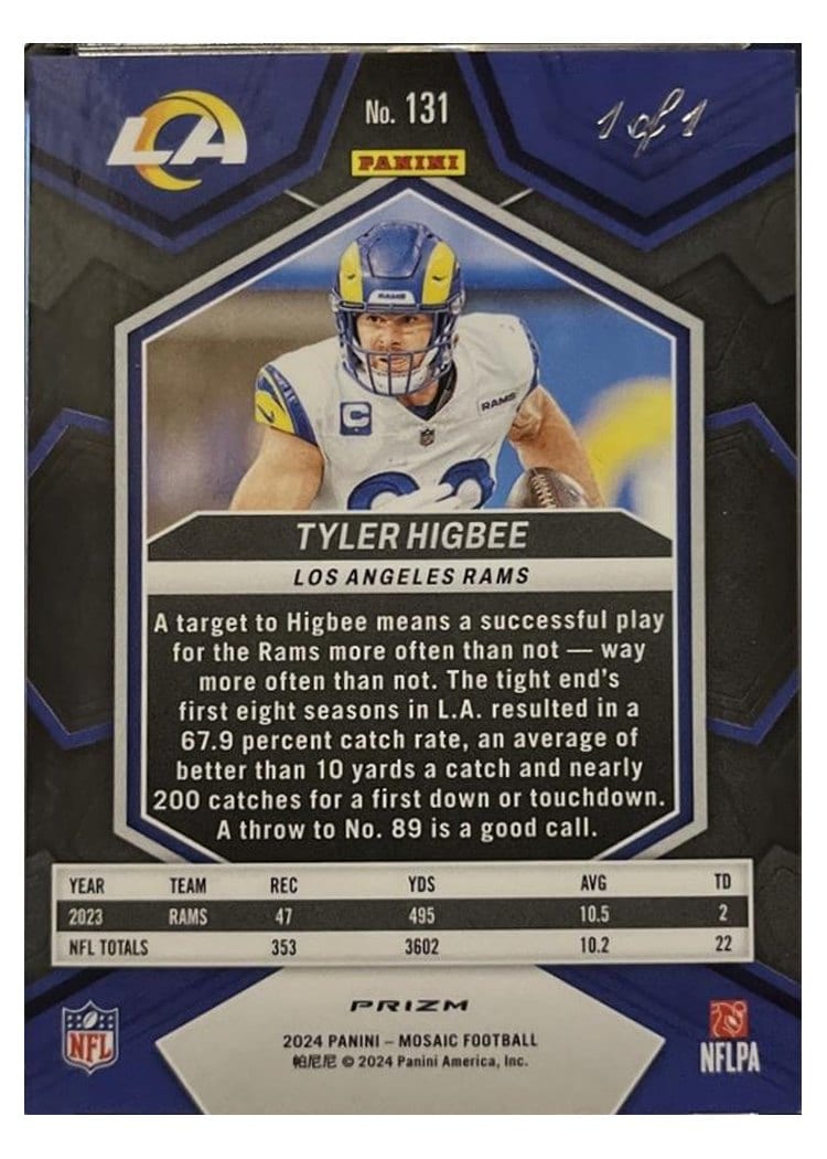 2024 Panini Mosaic Base Set Tyler Higbee #131 card