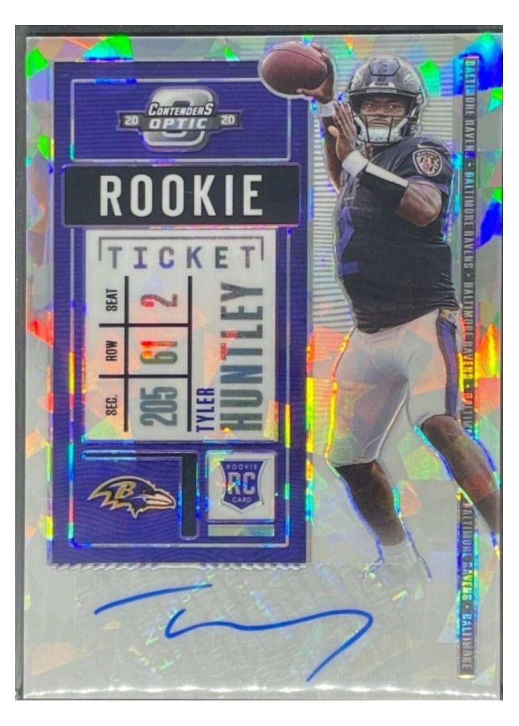 2020 Panini Contenders Optic Base Set Tyler Huntley Autograph Cracked Ice #206 card