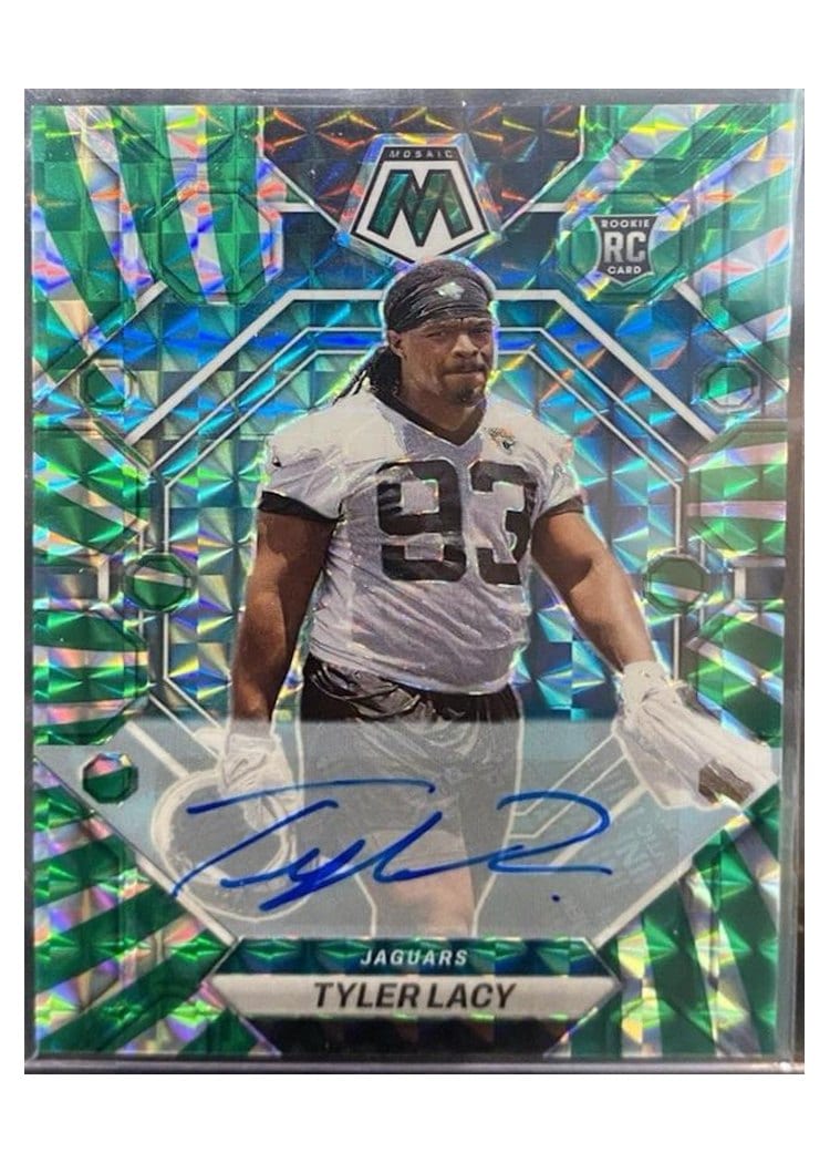 2023 Panini Mosaic Base Set Tyler Lacy Autograph Green Swirl #370 card