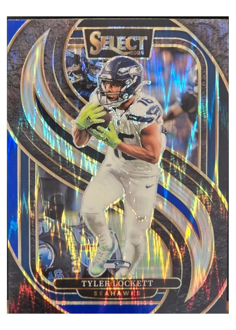 2024 Panini Select Base Set Tyler Lockett Black Blue Prizm Shock #199 card