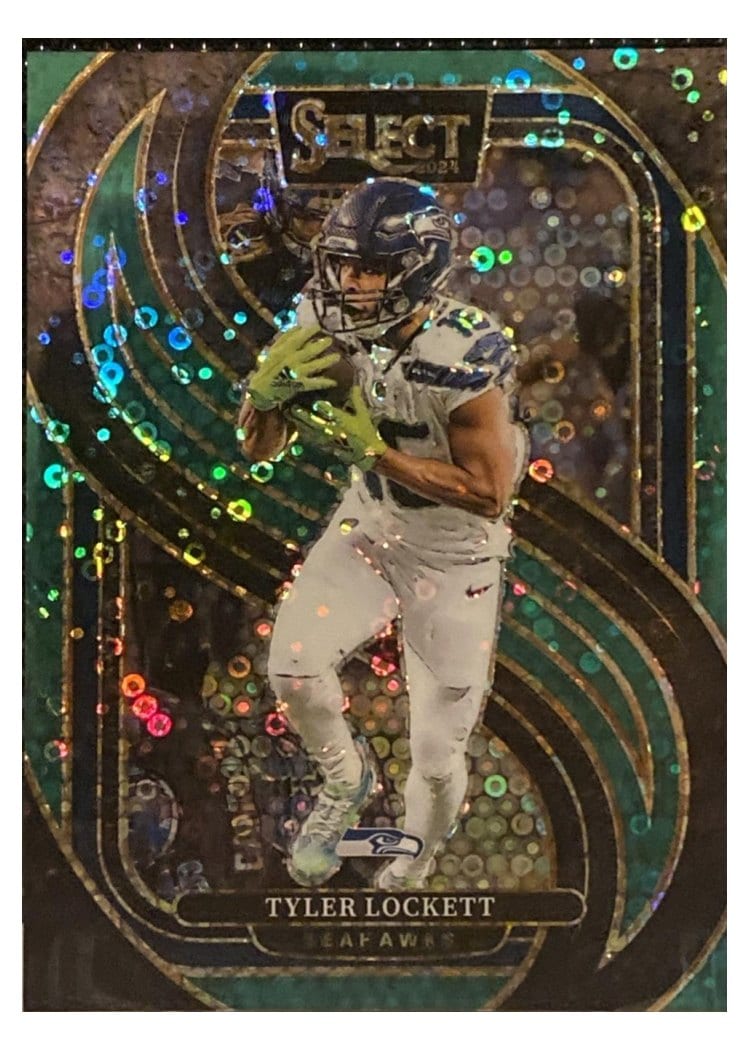 2024 Panini Select Base Set Tyler Lockett Green Disco Prizm #199 card