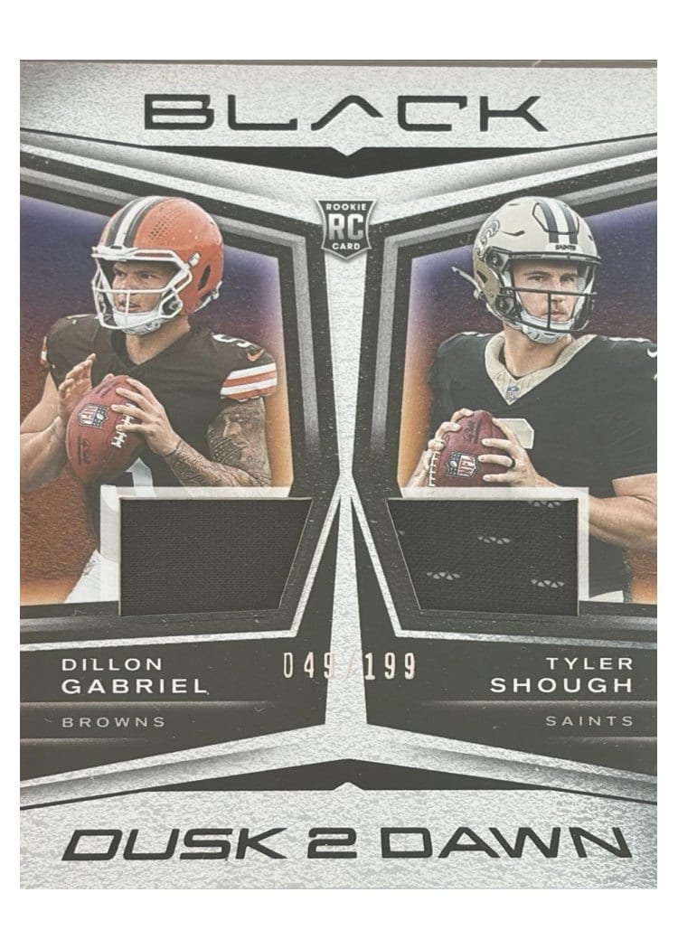 2025 Panini Black Dusk 2 Dawn Dual Relics Tyler Shough/Dillon Gabriel #4 card