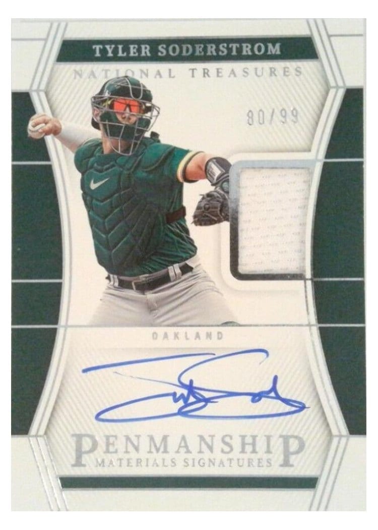 2023 Panini National Treasures Penmanship Materials Signatures Tyler Soderstrom #20 card