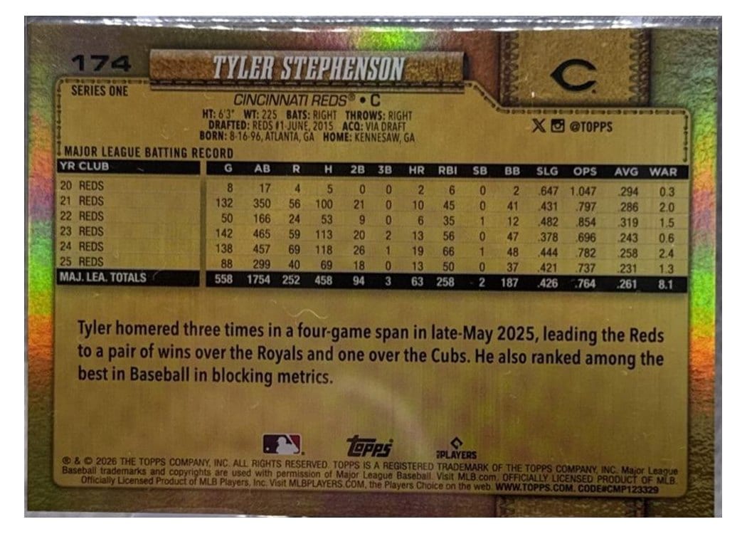 2026 Topps Base Set Tyler Stephenson #174 card