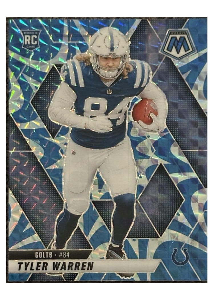 2025 Panini Mosaic Base Set Tyler Warren Blue Sparkle #354 card