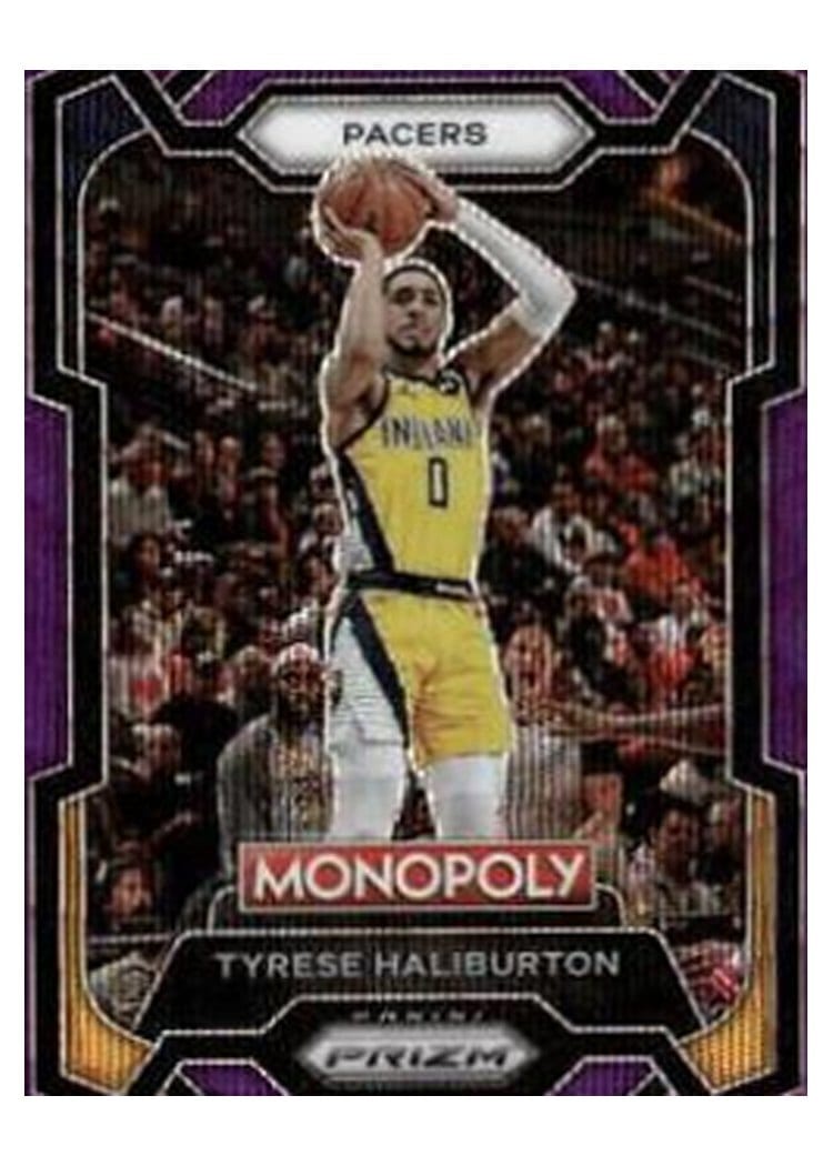 2023-24 Panini Prizm Monopoly Base Set Tyrese Haliburton Purple #34 card