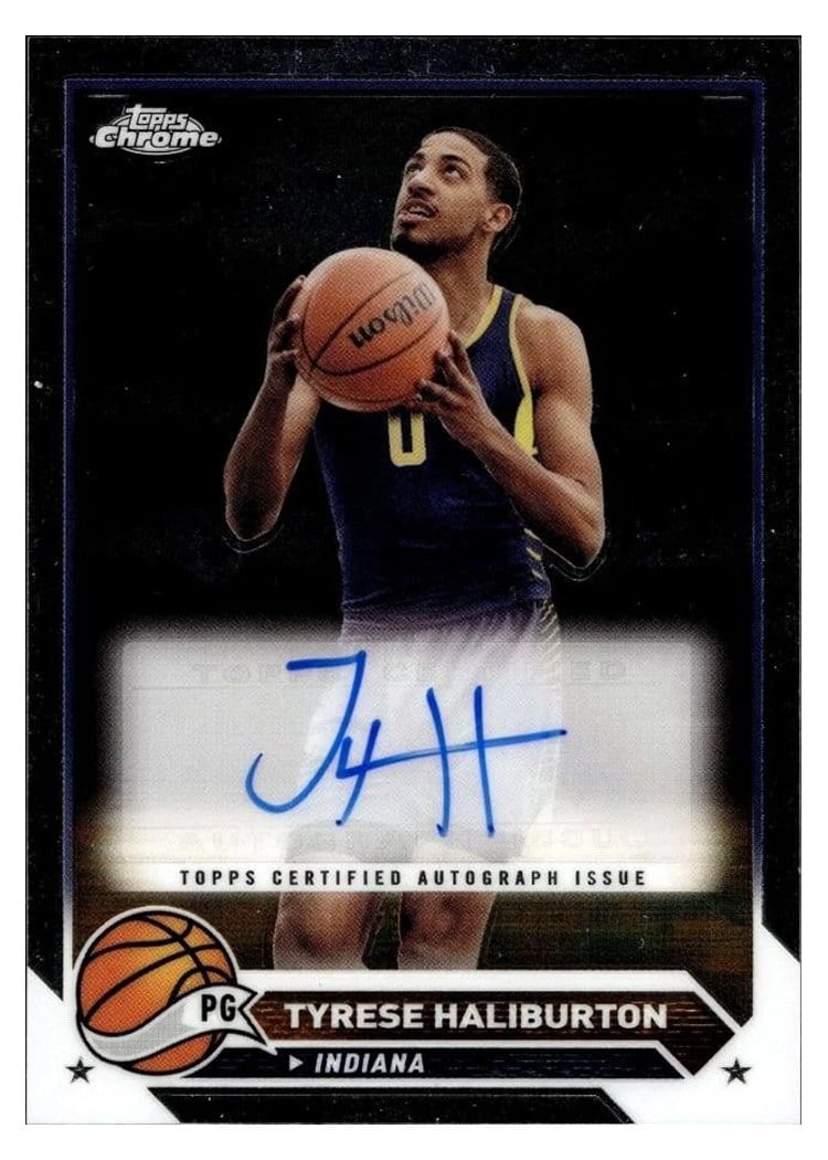 2023-24 Topps Chrome Base Chrome Autographs Tyrese Haliburton #CG-TH card