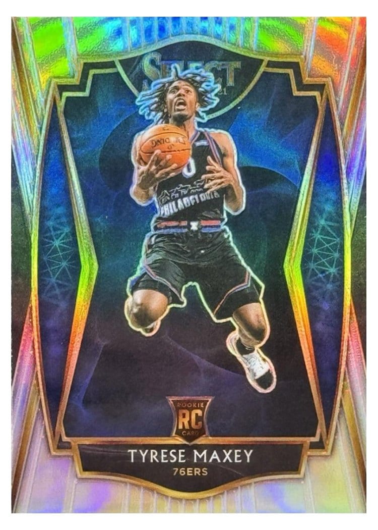 2020-21 Panini Select Base Set Tyrese Maxey Silver Prizm #174 card