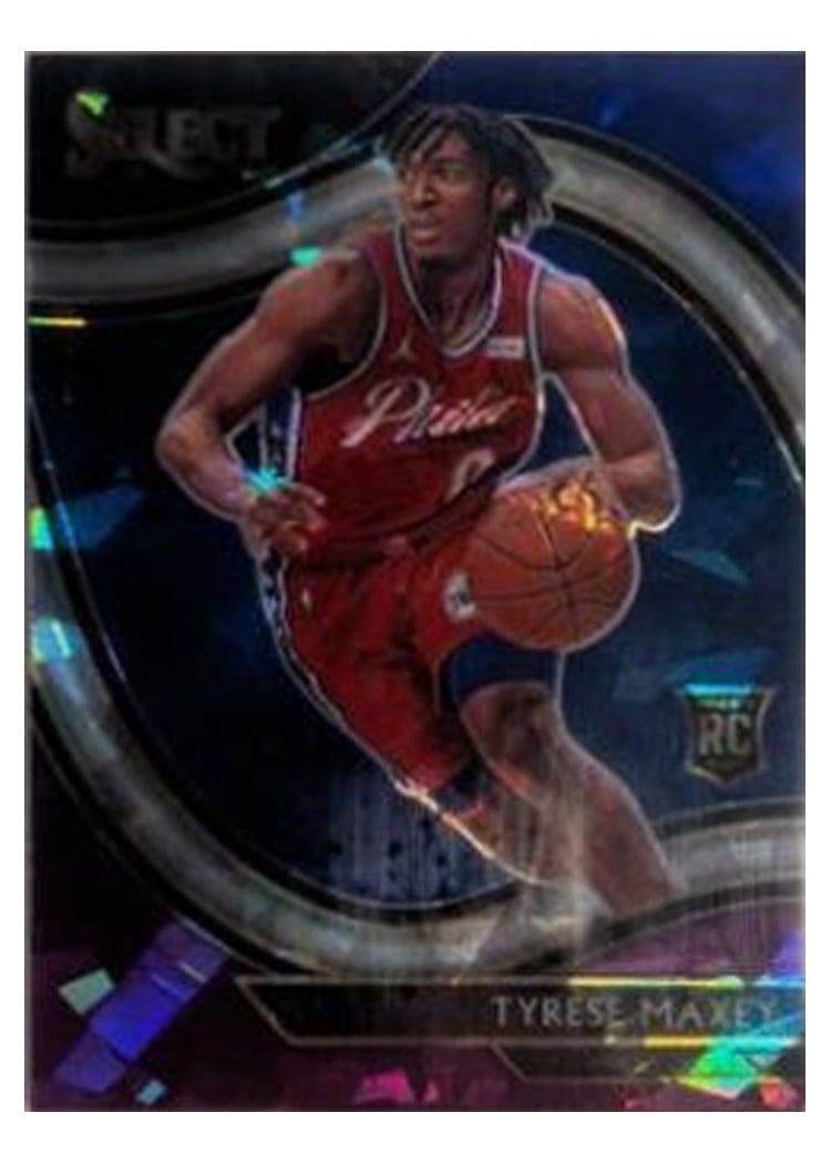 2020-21 Panini Select Base Set Tyrese Maxey Blue White Purple Ice #280 card
