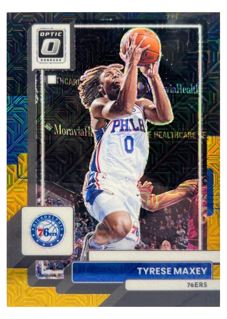 2022-23 Donruss Optic Base Set Tyrese Maxey Choice Black Gold #26 card