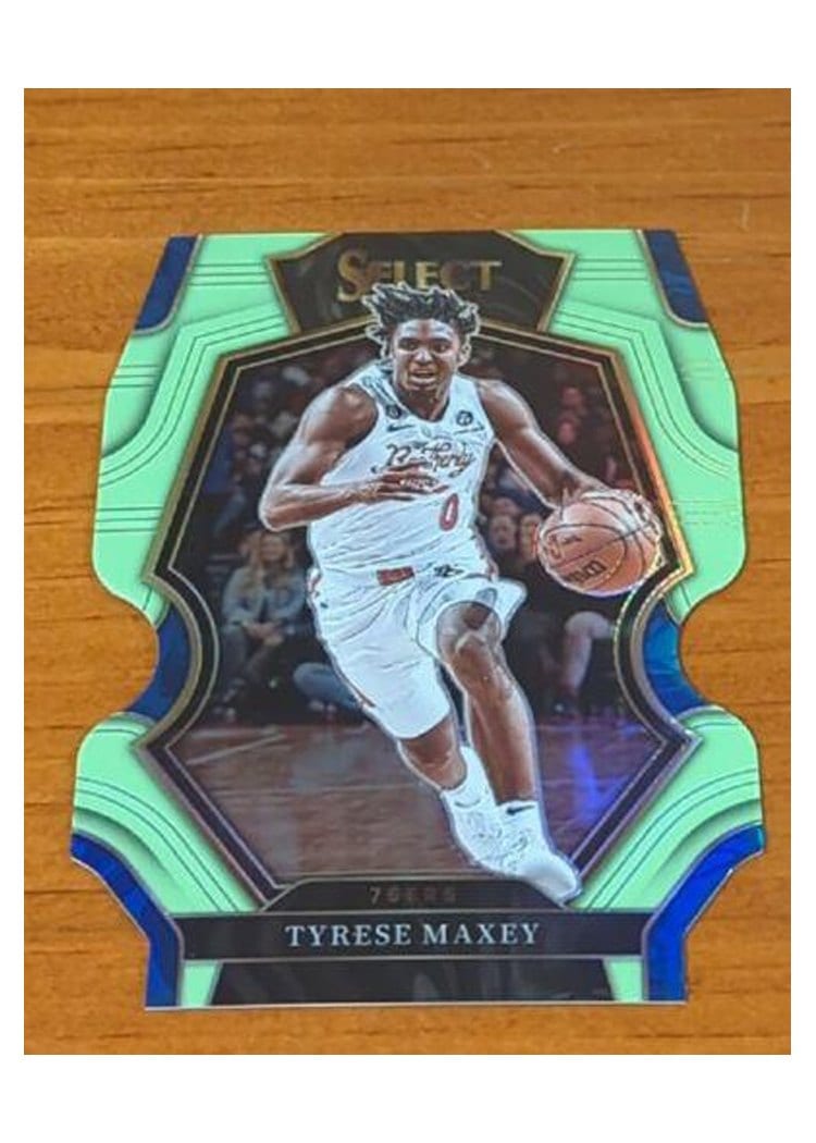 2022-23 Panini Select Base Set Tyrese Maxey Light Green Die Cut Prizm #109 card