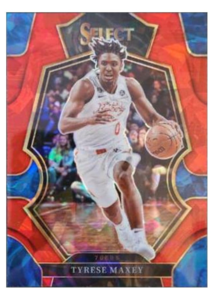2022-23 Panini Select Base Set Tyrese Maxey Red Cracked Ice Prizm #109 card