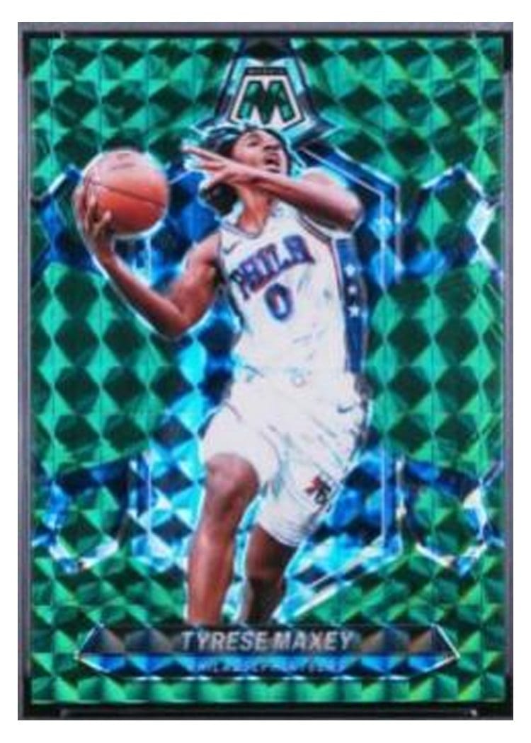 2023-24 Panini Mosaic Base Set Tyrese Maxey Green Fusion Choice #79 card