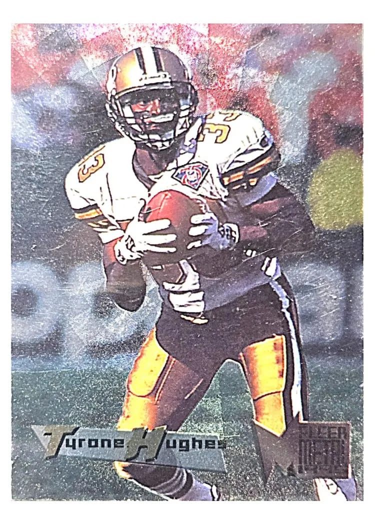 1995 Fleer Metal Tyrone Hughes #121 card
