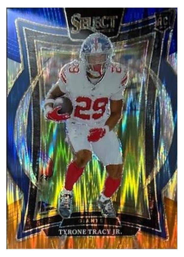 2024 Panini Select Base Set Tyrone Tracy Jr. Blue Orange Prizm Shock #61 card