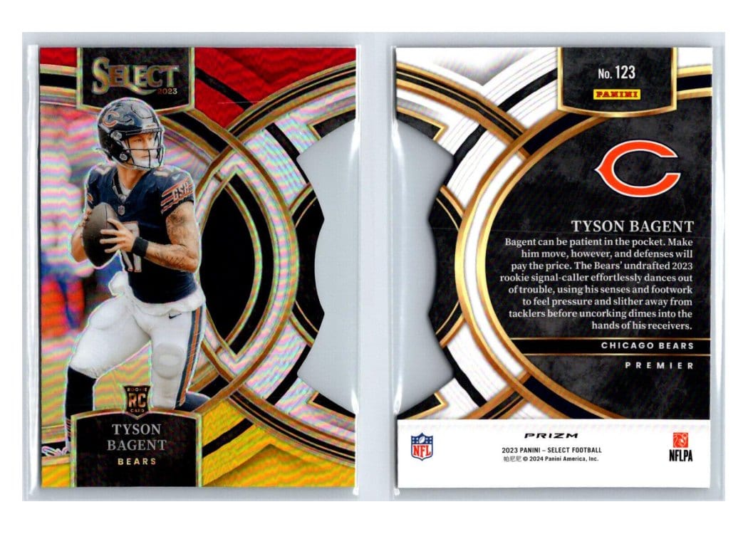 2023 Panini Select Base Set Tyson Bagent Red Yellow Prizm Die-Cut #123 card