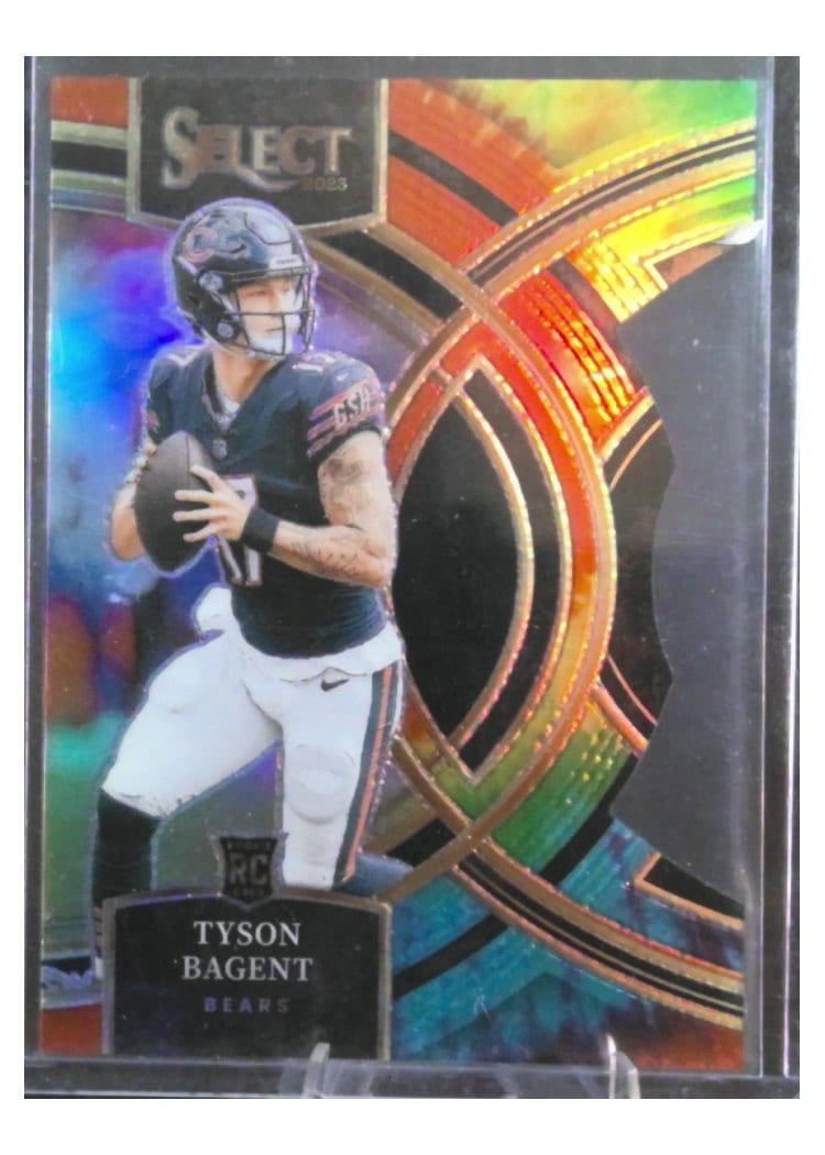 2023 Panini Select Base Set Tyson Bagent Tie-Dye Prizm Die-Cut #123 card