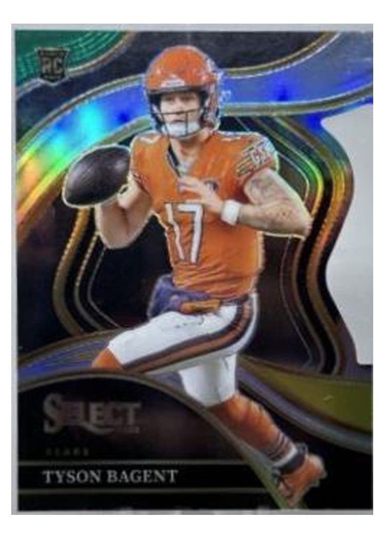 2023 Panini Select Base Set Tyson Bagent Green Yellow Prizm Die-Cut #208 card
