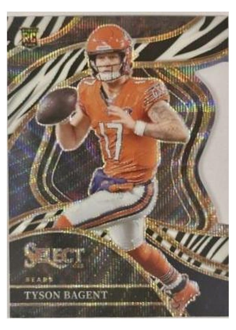 2023 Panini Select Base Set Tyson Bagent Zebra Prizm Die-Cut #208 card