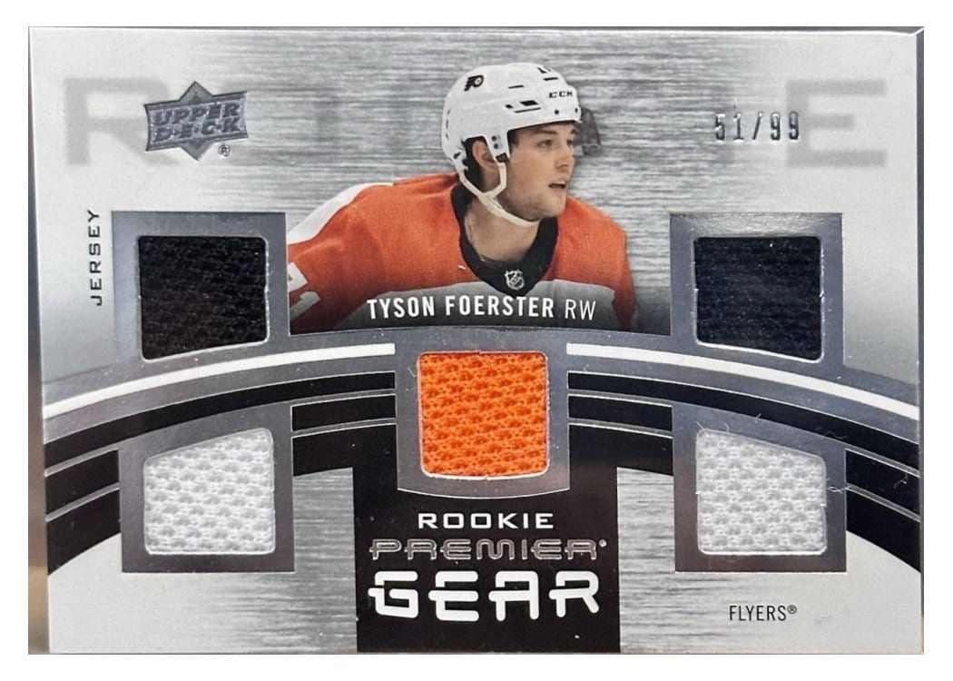 2023-24 Upper Deck Premier Premier Gear Rookies Jersey Tyson Foerster #PGR-TF card