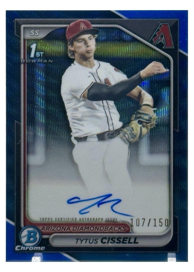 2024 Bowman Draft Chrome Prospect Autographs Tytus Cissell Blue Wave Refractor #CPA-TC