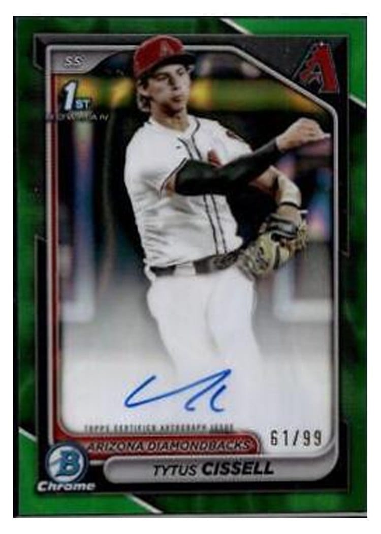 2024 Bowman Draft Chrome Prospect Autographs Tytus Cissell Green Lava Refractor #CPA-TC