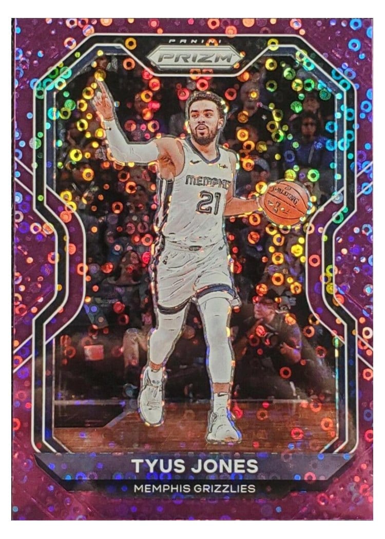 2020-21 Panini Prizm Base Set Tyus Jones Fast Break Purple Prizm #21 card