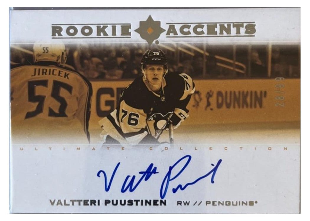 2022-23 Upper Deck Ultimate Collection Rookie Accents Valtteri Puustinen #RA-VP card