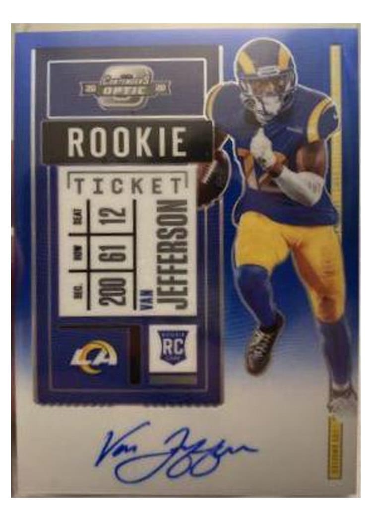 2020 Panini Contenders Optic Base Set Van Jefferson Autograph Blue #124 card