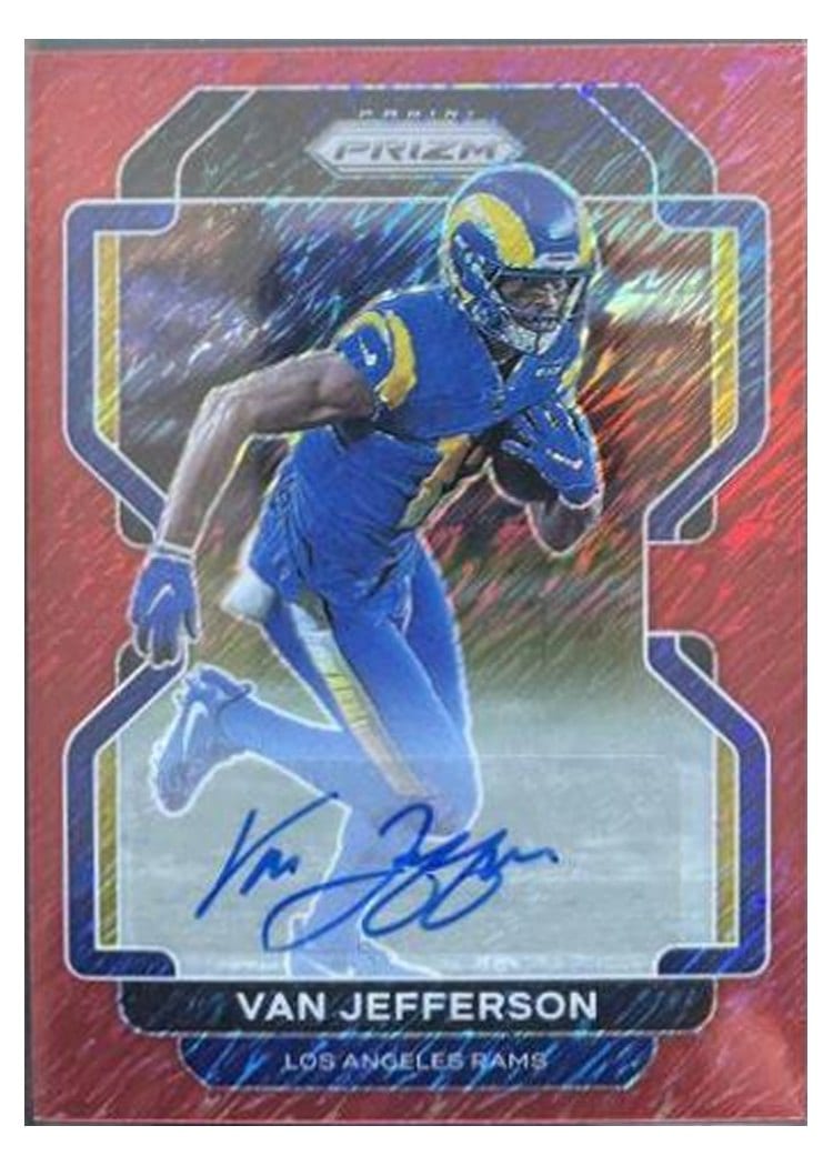 2021 Panini Prizm Base Set Van Jefferson Autographs Red Shimmer #64 card