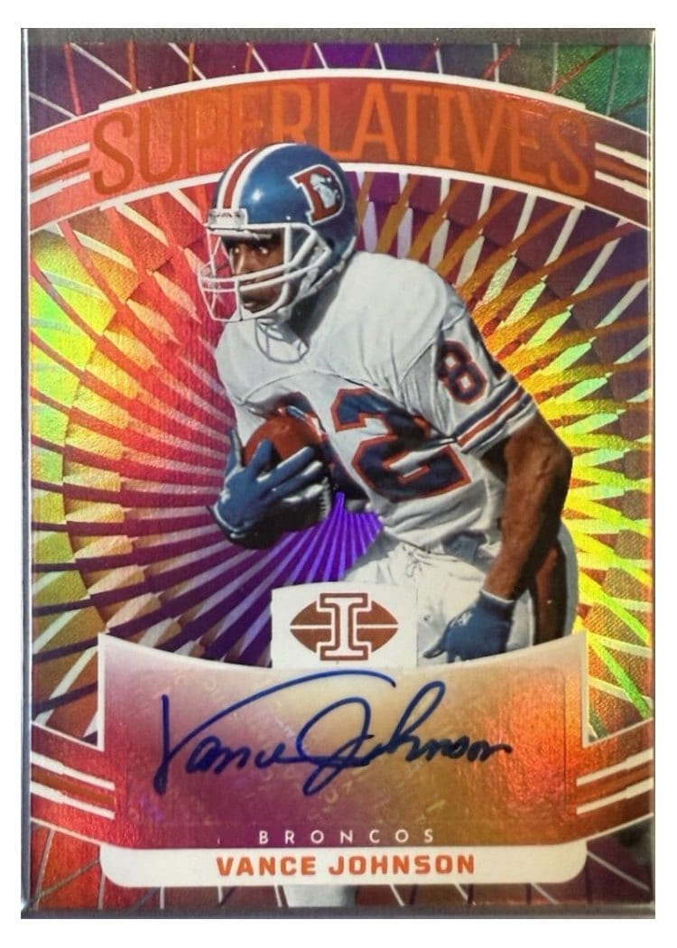 2024 Panini Illusions Superlatives Autographs Vance Johnson #16 card