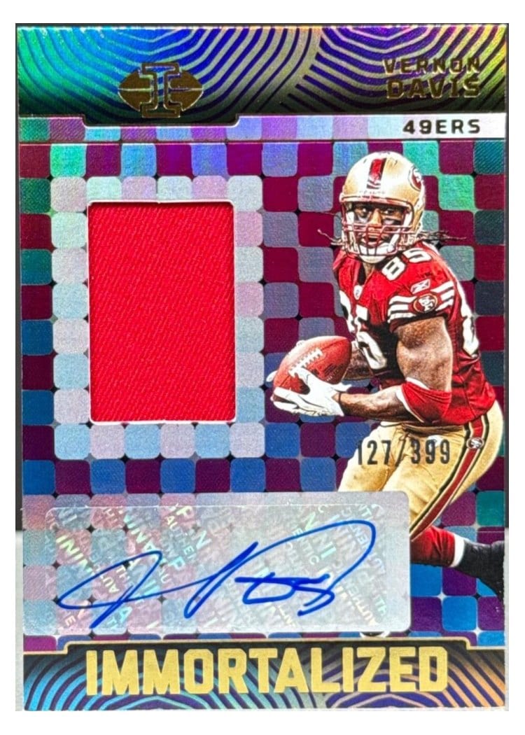 2024 Panini Illusions Immortalized Jersey Autographs Vernon Davis #7 card