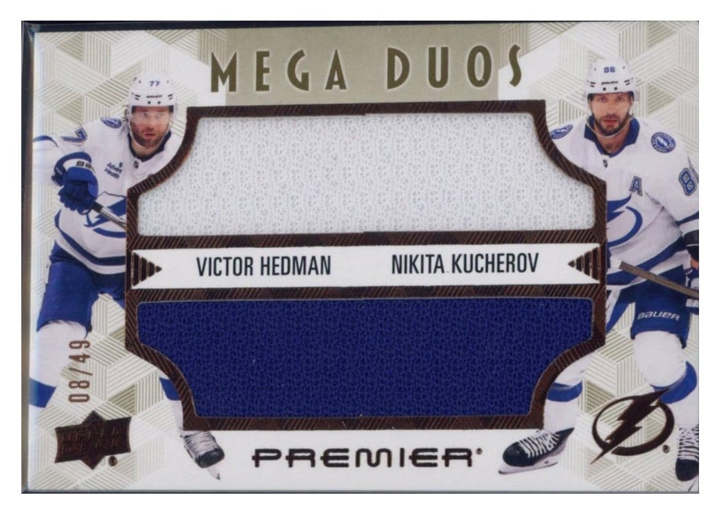2024-25 Upper Deck Premier Premier Mega Jersey Duos Victor Hedman/Nikita Kucherov #PM2-HK card